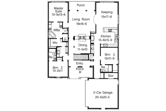Floor Plan - Main Floor for European House Plan #15-286 - 3 bed, 3 bath