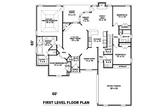 Floor Plan - Main Floor for European House Plan #81-1571 - 3 bed, 2 bath