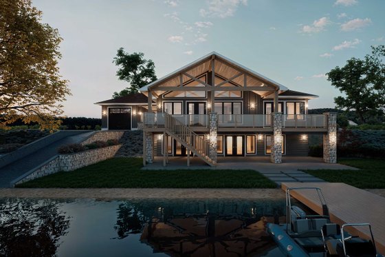 Exterior - Rear Elevation 1 for Beach House Plan #1101-21 - 3 bed, 2 bath