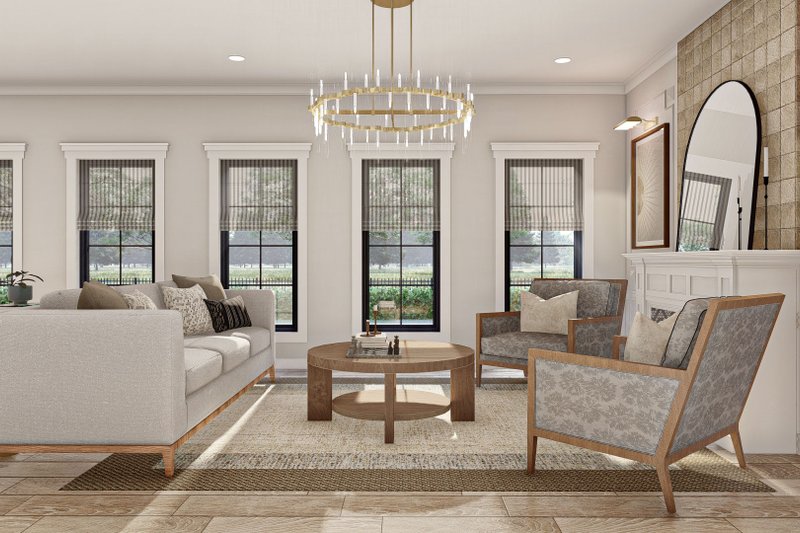 House Blueprint - Interior - Family Room for Mediterranean House Plan #455-174 - 4 bed, 3.5 bath