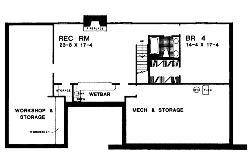Home Plan - Floor Plan - Lower Floor for Traditional House Plan #72-392 - 4 bed, 3.5 bath