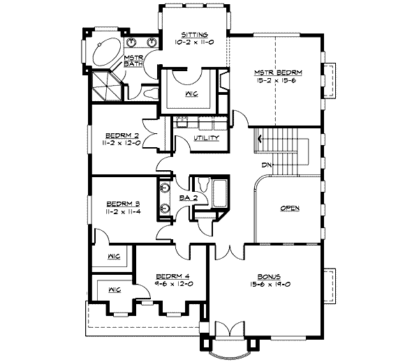 Traditional Floor Plan - Upper Floor Plan #132-149