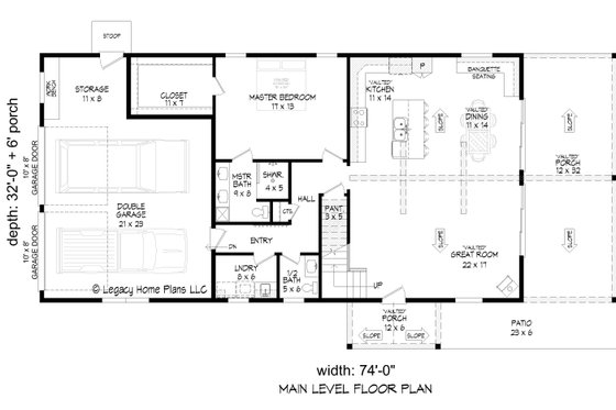 Floor Plan - Main Floor for Farmhouse House Plan #932-704 - 3 bed, 2.5 bath