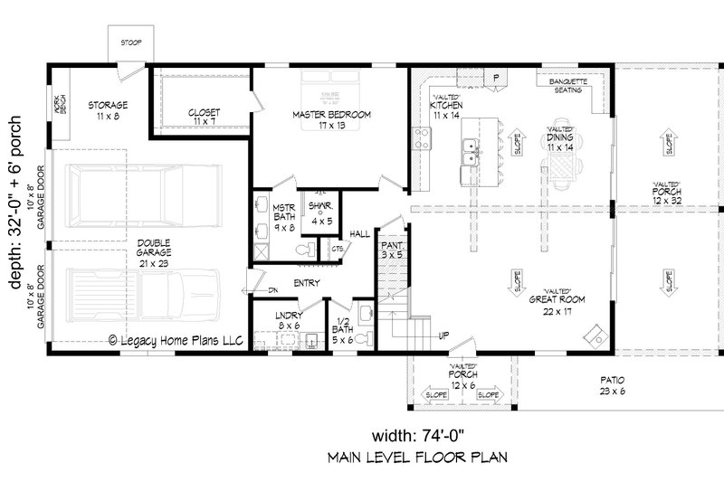 House Blueprint - Floor Plan - Main Floor for Farmhouse House Plan #932-704 - 3 bed, 2.5 bath