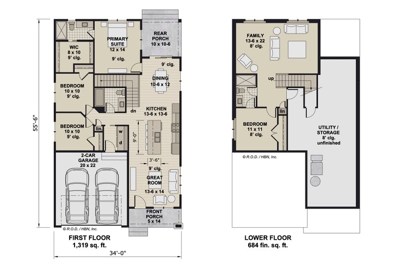 House Design - Floor Plan - Main Floor for Craftsman House Plan #51-1330 - 3 bed, 2 bath