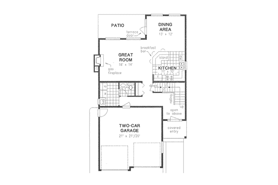 Floor Plan - Main Floor for Tudor House Plan #18-4514 - 3 bed, 3 bath