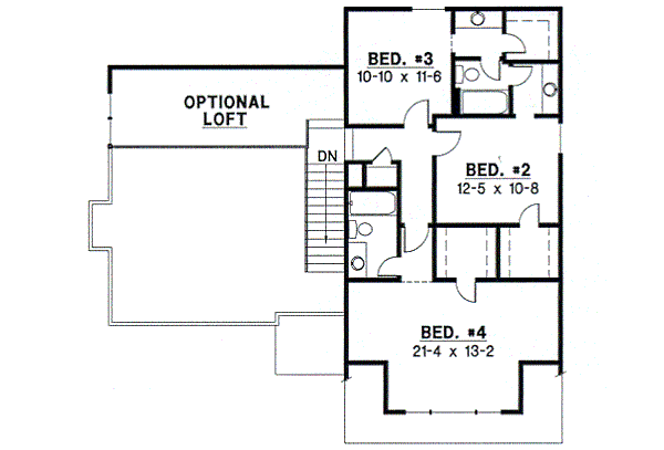 Traditional Floor Plan - Upper Floor Plan #67-394