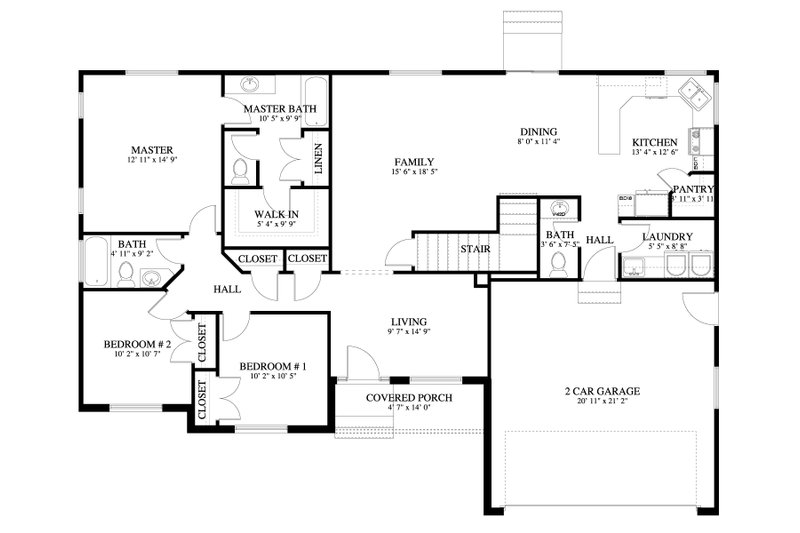 House Blueprint - Floor Plan - Main Floor for Craftsman House Plan #1060-467 - 3 bed, 2.5 bath