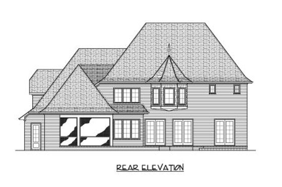 Exterior - Rear Elevation for European House Plan #413-858 - 4 bed, 4.5 bath