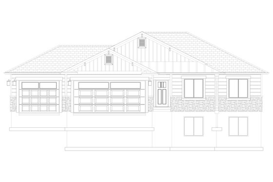 Exterior - Front Elevation 3 for Ranch House Plan #1060-39 - 3 bed, 2 bath