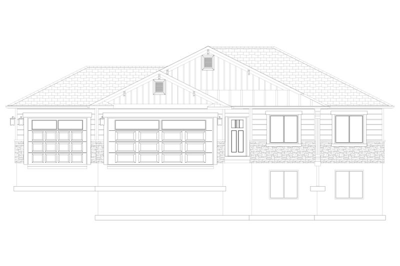 House Plan Design - Exterior - Front Elevation 3 for Ranch House Plan #1060-39 - 3 bed, 2 bath