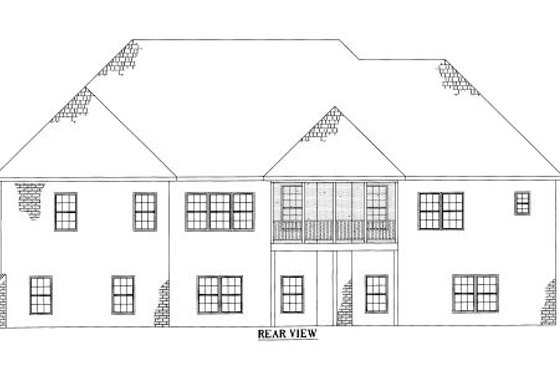 Exterior - Rear Elevation for European House Plan #437-31 - 3 bed, 3 bath