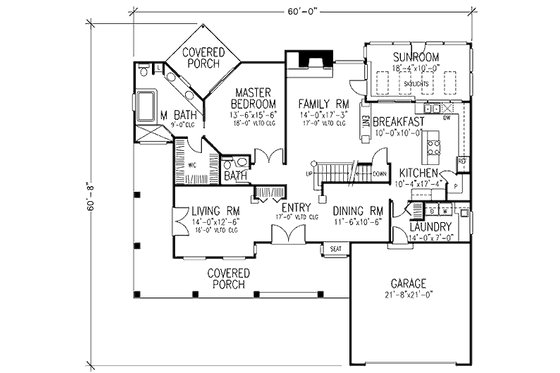 Floor Plan - Main Floor for Country House Plan #320-419 - 3 bed, 2.5 bath
