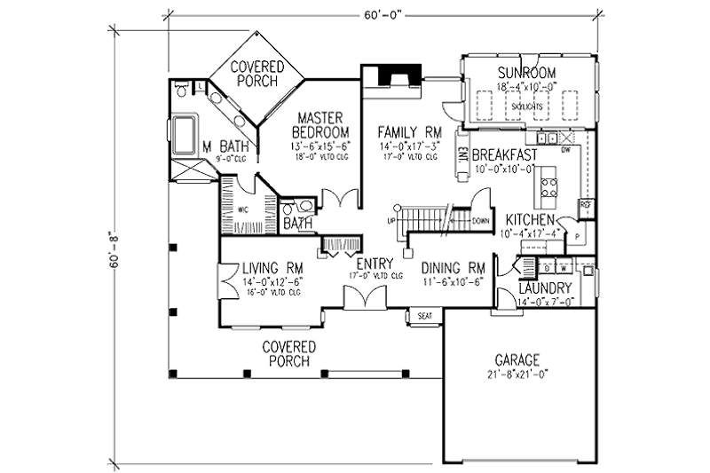 Home Plan - Floor Plan - Main Floor for Country House Plan #320-419 - 3 bed, 2.5 bath