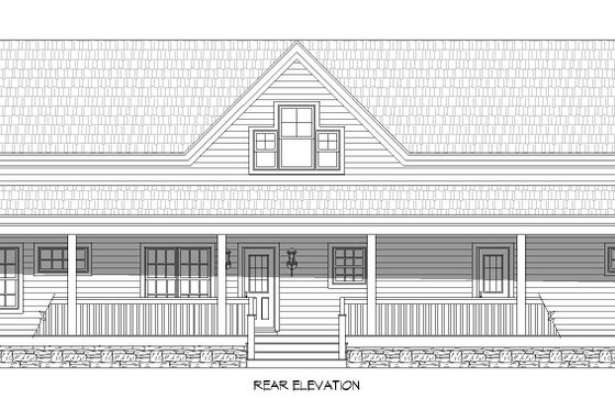Exterior - Rear Elevation for Traditional House Plan #932-336 - 3 bed, 2 bath