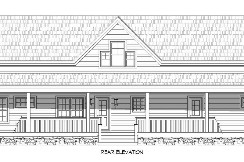 Home Plan - Exterior - Rear Elevation for Traditional House Plan #932-336 - 3 bed, 2 bath
