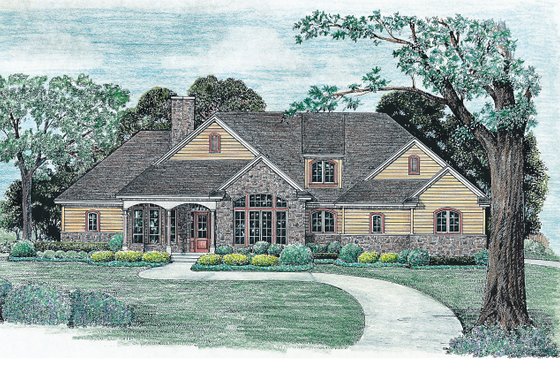 Exterior - Front Elevation 5 for Country House Plan #20-130 - 3 bed, 3 bath