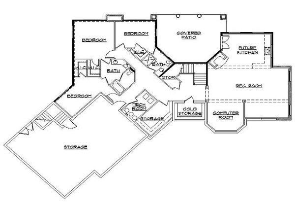 House Plan Design - Mediterranean Floor Plan - Lower Floor Plan #5-357