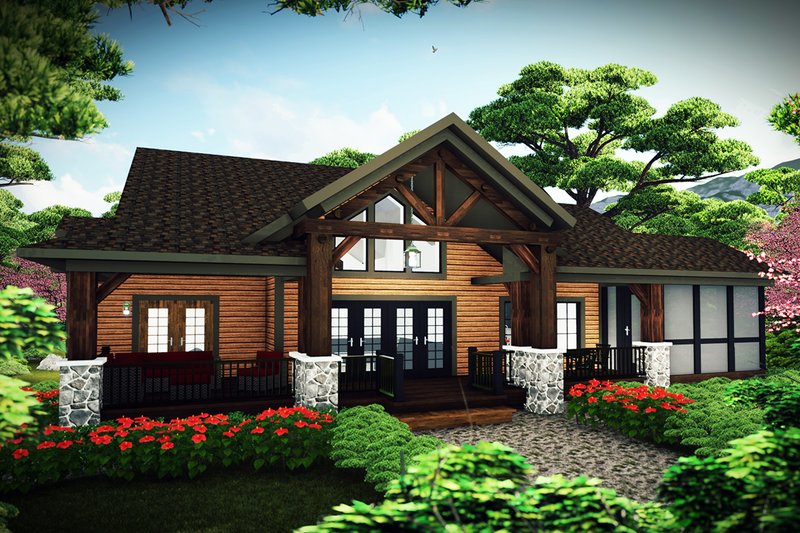 Architectural House Design - Craftsman Exterior - Rear Elevation Plan #70-1494
