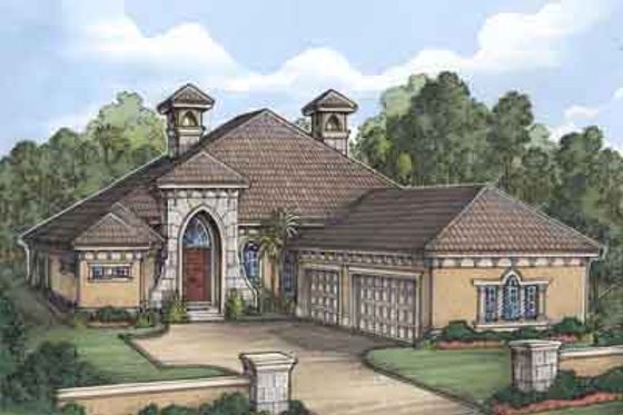 Exterior - Front Elevation for European House Plan #115-179 - 3 bed, 3.5 bath