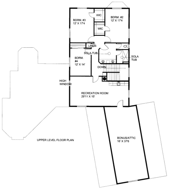 Bungalow Floor Plan - Upper Floor Plan #117-744