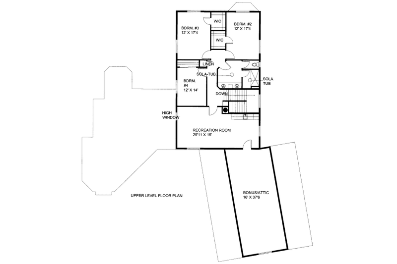Dream House Plan - Floor Plan - Upper Floor for Bungalow House Plan #117-744 - 4 bed, 2.5 bath