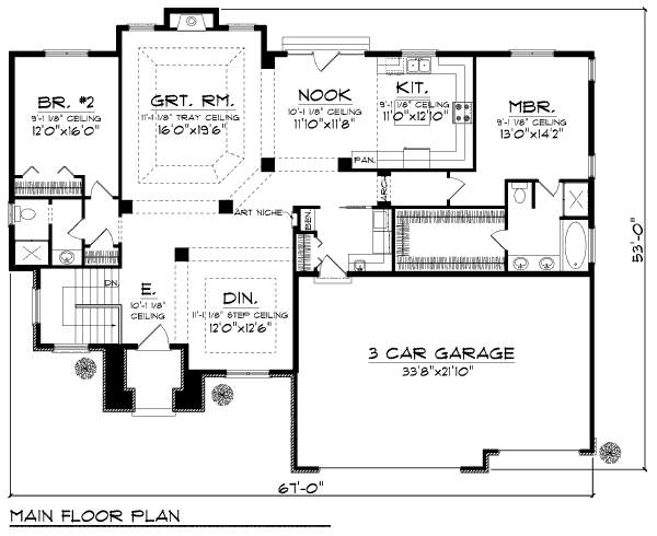 Dream House Plan - Bungalow Floor Plan - Main Floor Plan #70-978