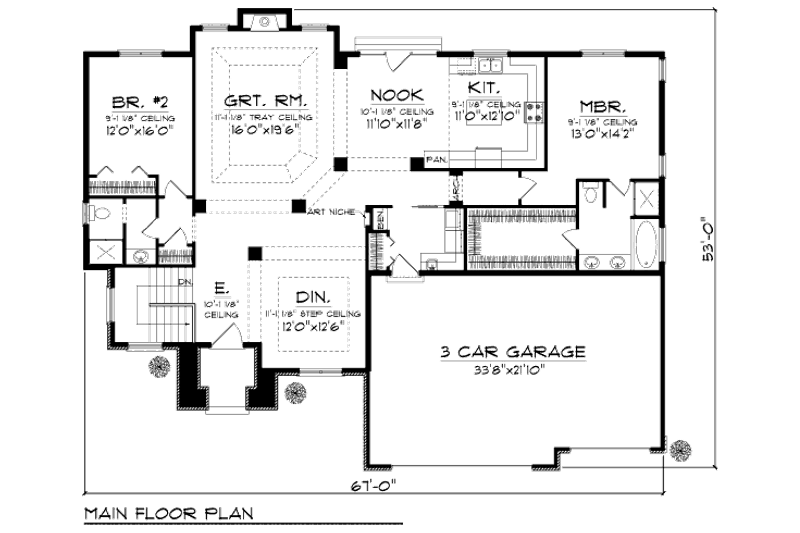 Dream House Plan - Floor Plan - Main Floor for Bungalow House Plan #70-978 - 2 bed, 1.5 bath