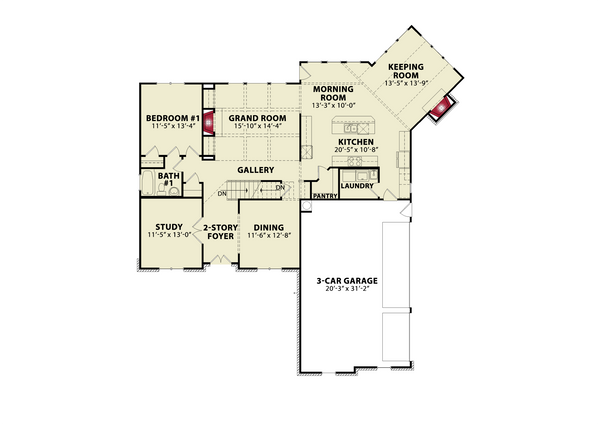 Dream House Plan - Traditional Floor Plan - Main Floor Plan #54-450