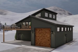 Exterior - Rear Elevation 1 for Modern House Plan #1060-117 - 1 bed, 1.5 bath