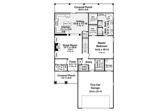Floor Plan - Main Floor for Craftsman House Plan #21-265 - 4 bed, 2.5 bath