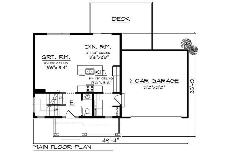 Architectural House Design - Floor Plan - Main Floor for Farmhouse House Plan #70-1454 - 3 bed, 2.5 bath