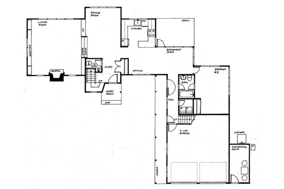 Floor Plan - Main Floor for Farmhouse House Plan #510-2 - 3 bed, 2.5 bath