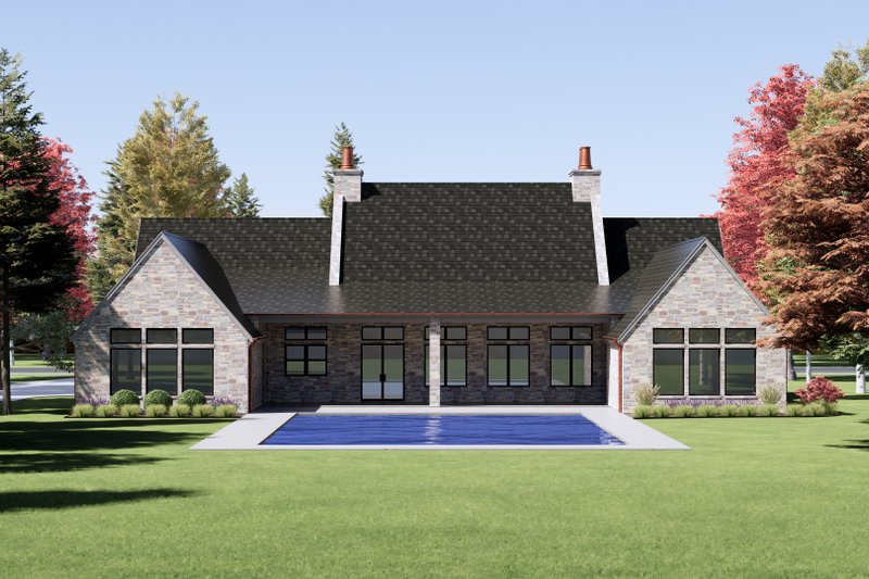 Architectural House Design - Exterior - Rear Elevation for Tudor House Plan #1096-15 - 4 bed, 4.5 bath