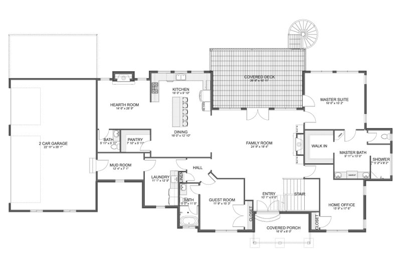 House Blueprint - Floor Plan - Main Floor for Farmhouse House Plan #1060-238 - 3 bed, 2.5 bath