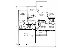 Floor Plan - Main Floor for Craftsman House Plan #46-524 - 3 bed, 2 bath