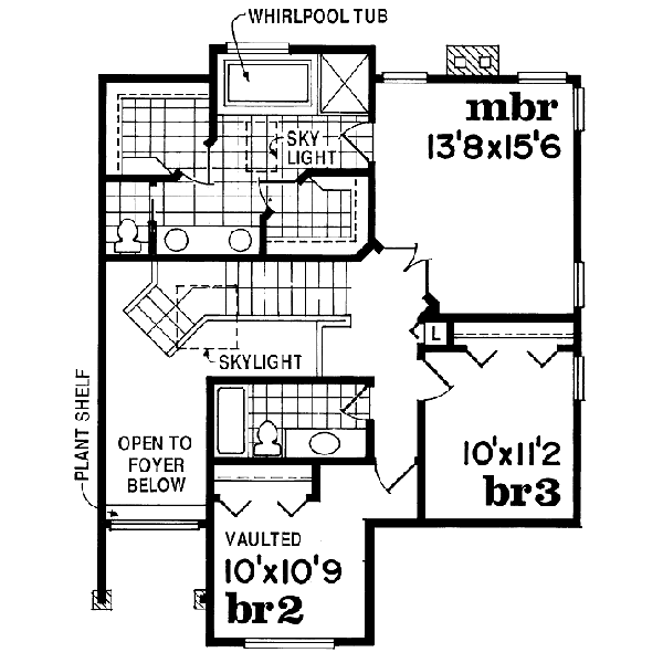 Floor Plan - Upper Floor for Traditional House Plan #47-419 - 3 bed, 2.5 bath