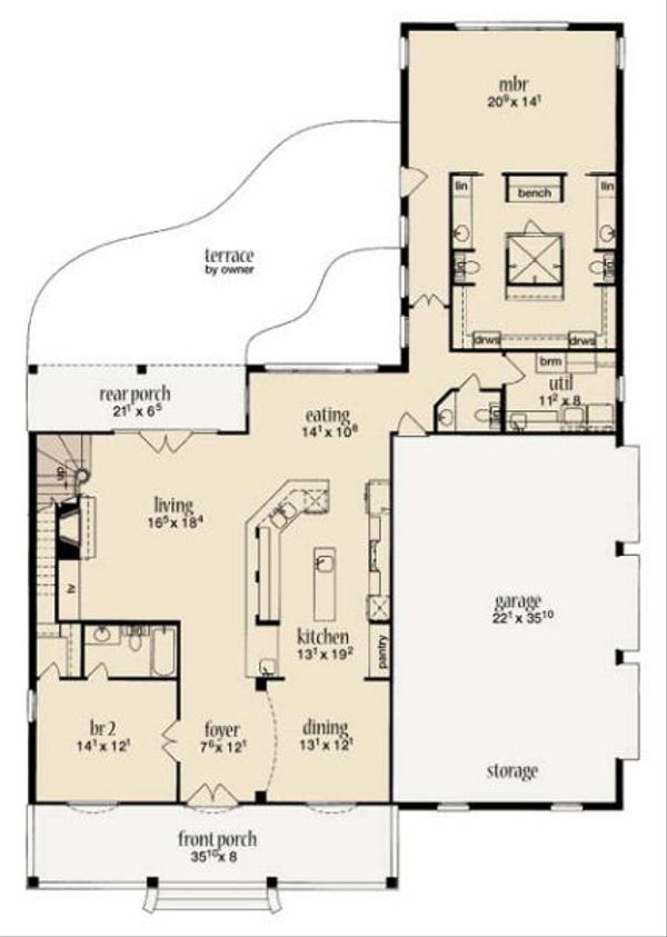Home Plan - Farmhouse Floor Plan - Main Floor Plan #36-471
