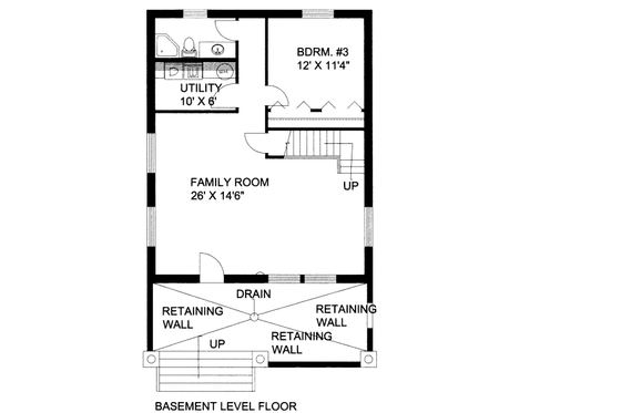 Floor Plan - Lower Floor for Bungalow House Plan #117-697 - 3 bed, 3 bath