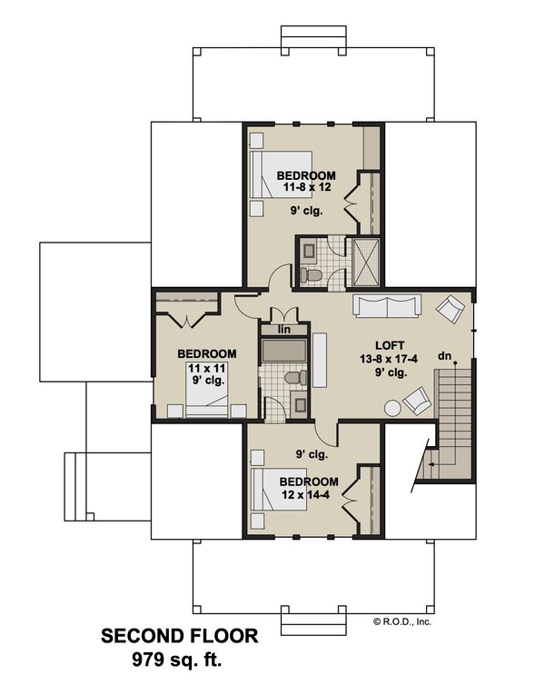 Farmhouse Floor Plan - Upper Floor Plan #51-1280