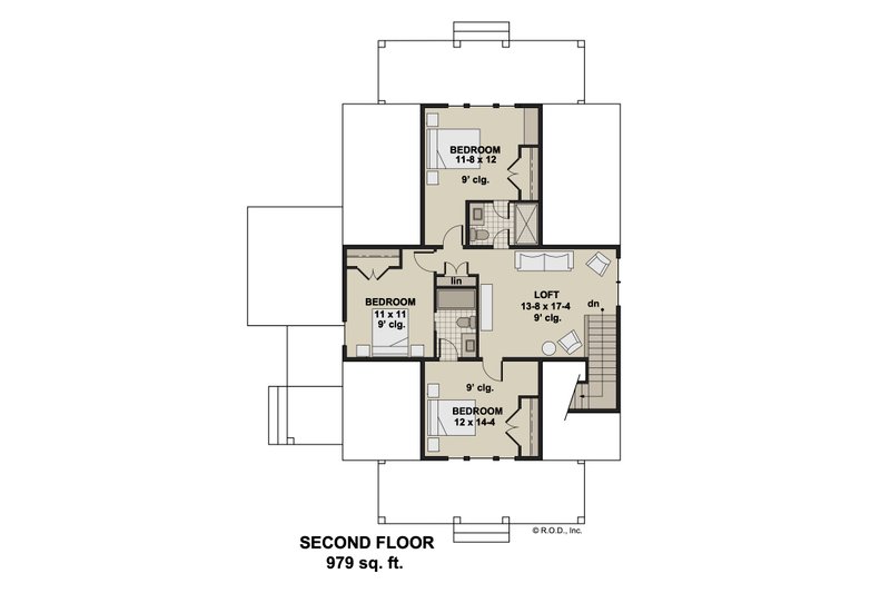 Dream House Plan - Floor Plan - Upper Floor for Farmhouse House Plan #51-1280 - 4 bed, 3.5 bath