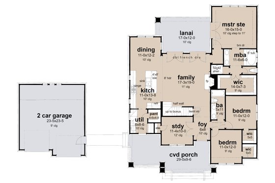 Floor Plan - Main Floor for Cottage House Plan #120-278 - 3 bed, 2 bath