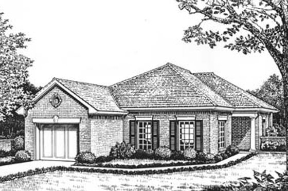 Exterior - Front Elevation for European House Plan #310-564 - 2 bed, 2 bath