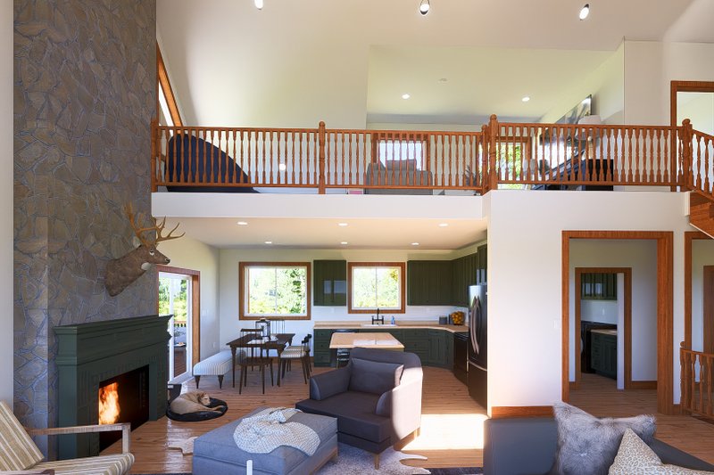 House Blueprint - Interior - Family Room 1 for Cabin House Plan #1060-190 - 4 bed, 2.5 bath