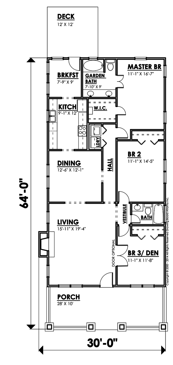 Architectural House Design - Bungalow Floor Plan - Main Floor Plan #30-207