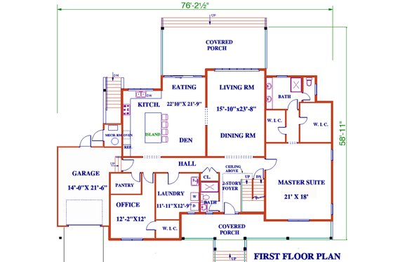 Floor Plan - Main Floor for Farmhouse House Plan #3-344 - 5 bed, 4 bath