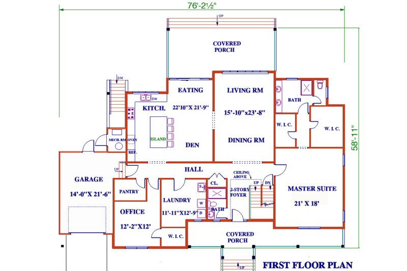 House Blueprint - Floor Plan - Main Floor for Farmhouse House Plan #3-344 - 5 bed, 4 bath