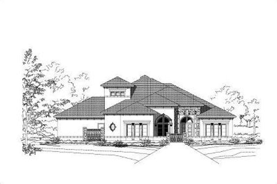 Exterior - Front Elevation for European House Plan #411-489 - 4 bed, 3.5 bath