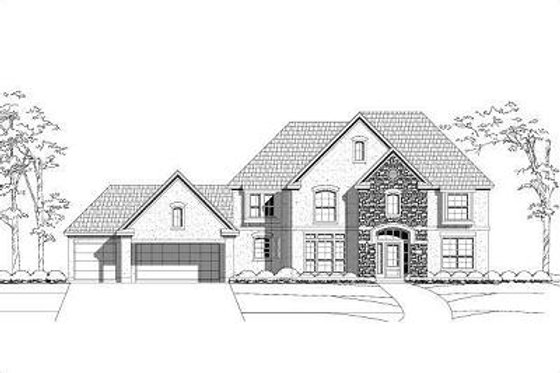 Exterior - Front Elevation for European House Plan #411-258 - 4 bed, 3 bath