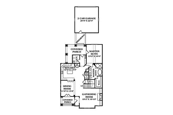 Floor Plan - Main Floor for Craftsman House Plan #453-9 - 4 bed, 2.5 bath